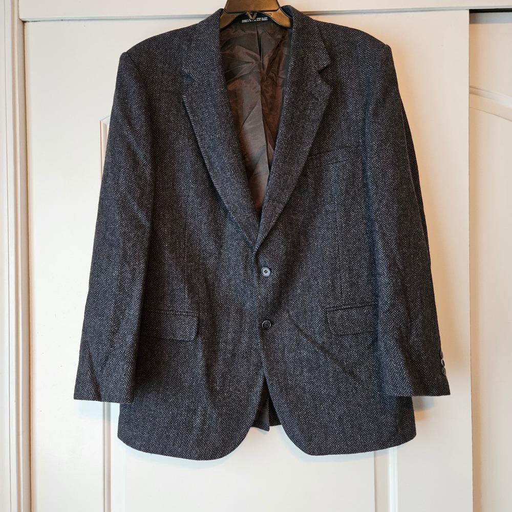 Vintage Ivy Style Blazer Sports Coat Shetland Wool Herringbone 46R USA Jacket